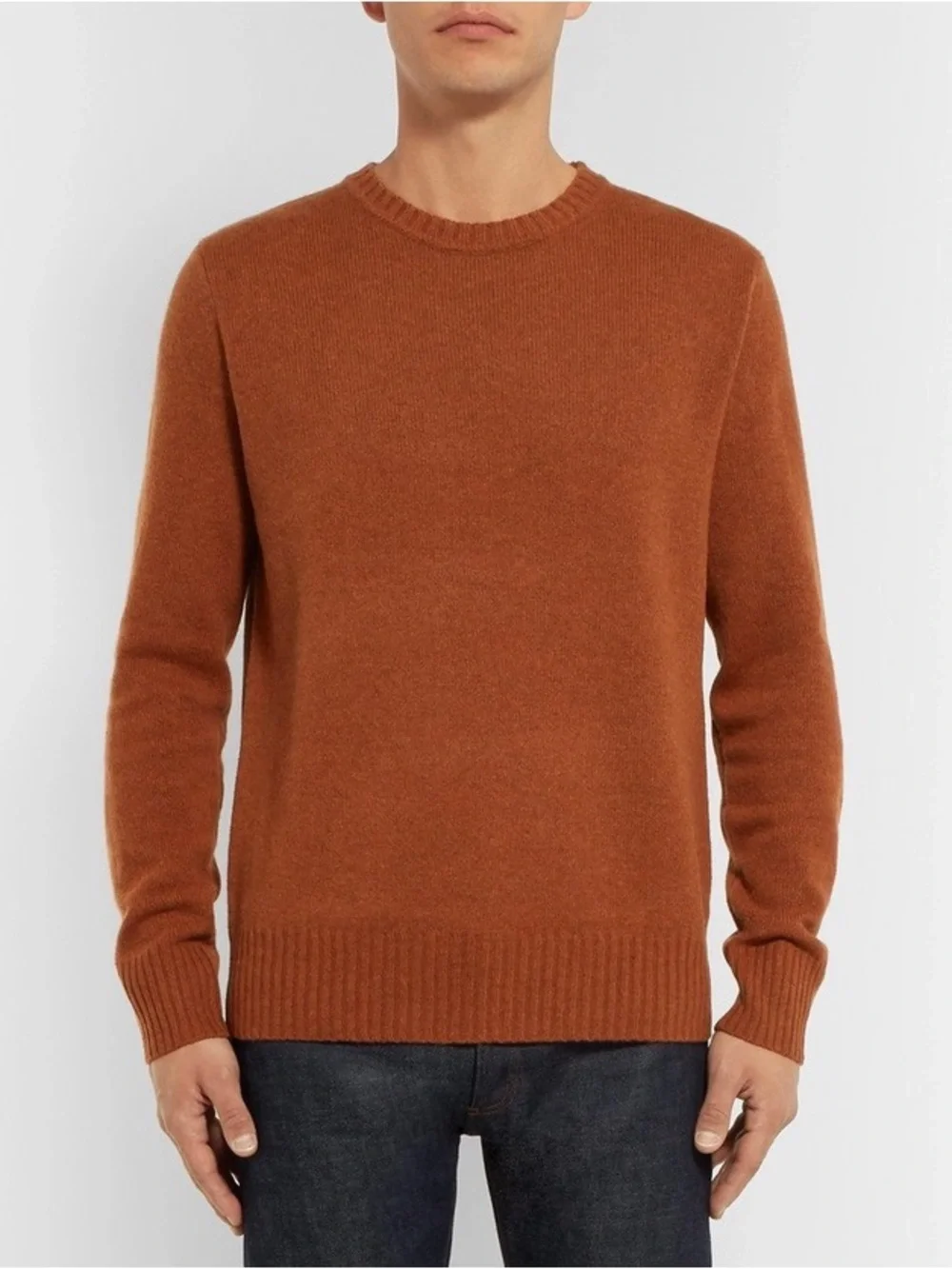 J. Crew Men’s Classic Crewneck Burnt Orange Rust Sweater Lamb’s Wool Blend